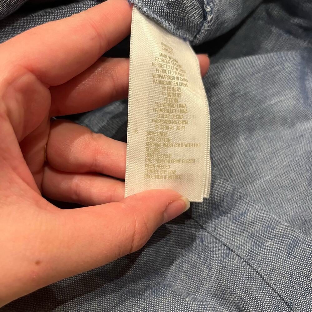 Fossil Sleeveless Button Front Chambray Top Sz S … - image 3